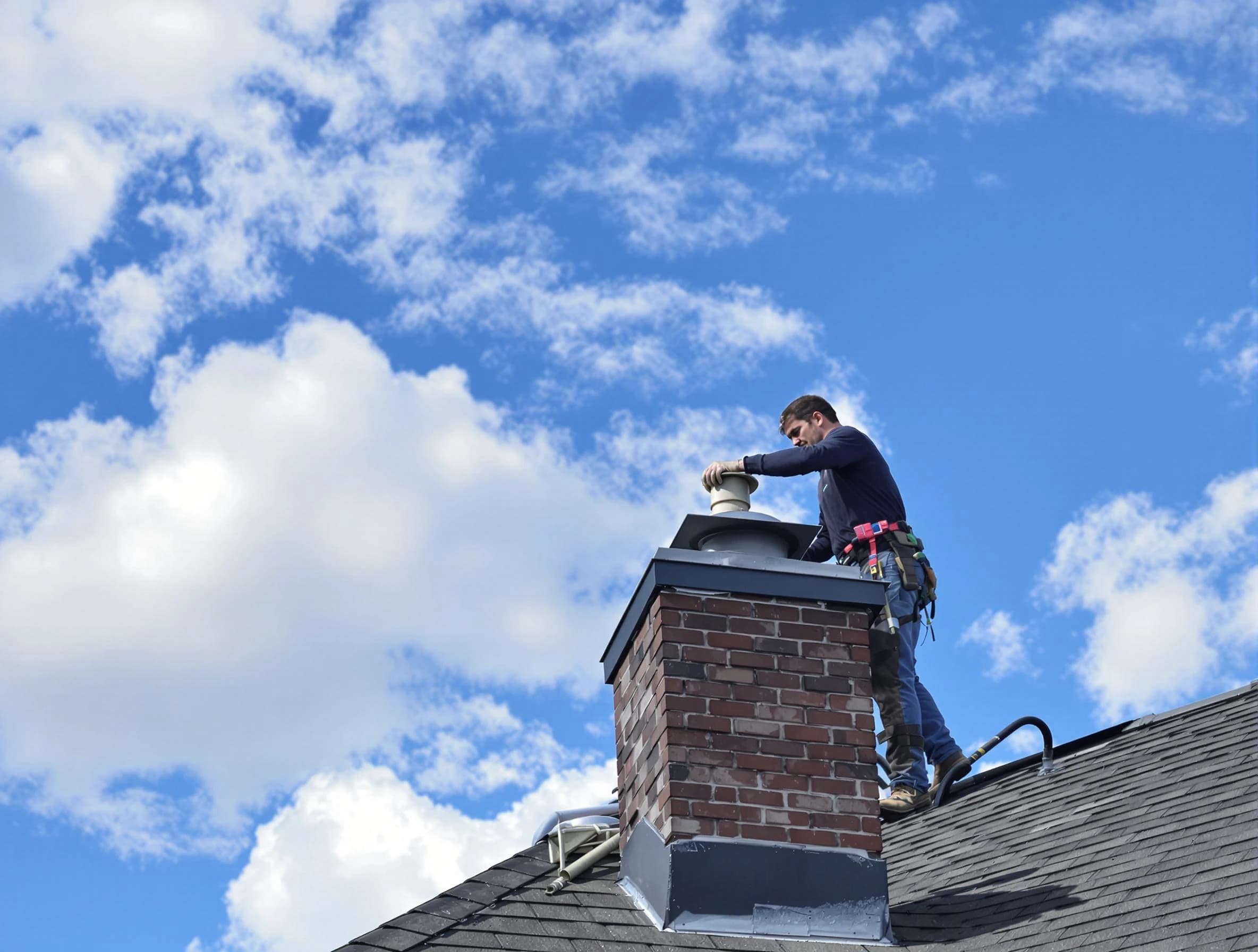 Montclair Chimney Sweep installing a sturdy chimney cap in Montclair, NJ