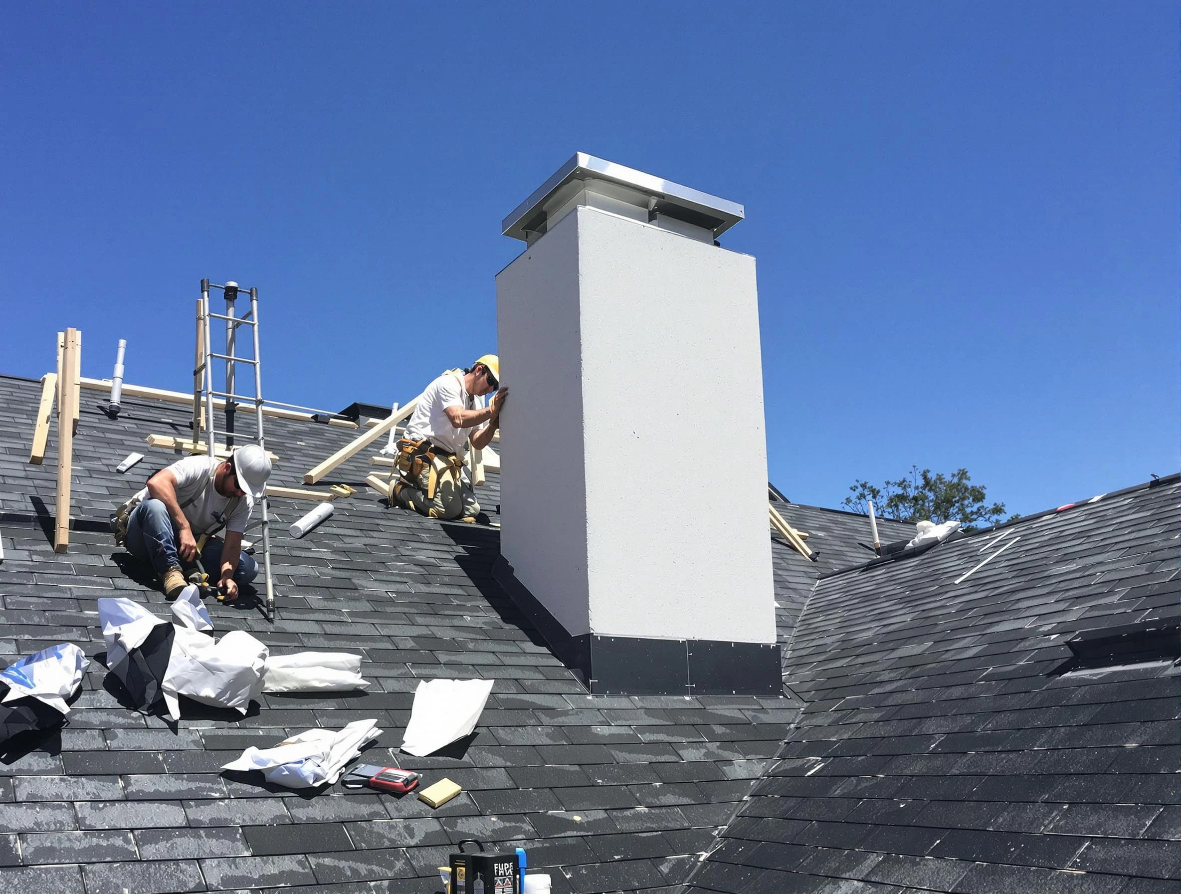 Montclair Chimney Sweep crew installing a new chimney in Montclair, NJ