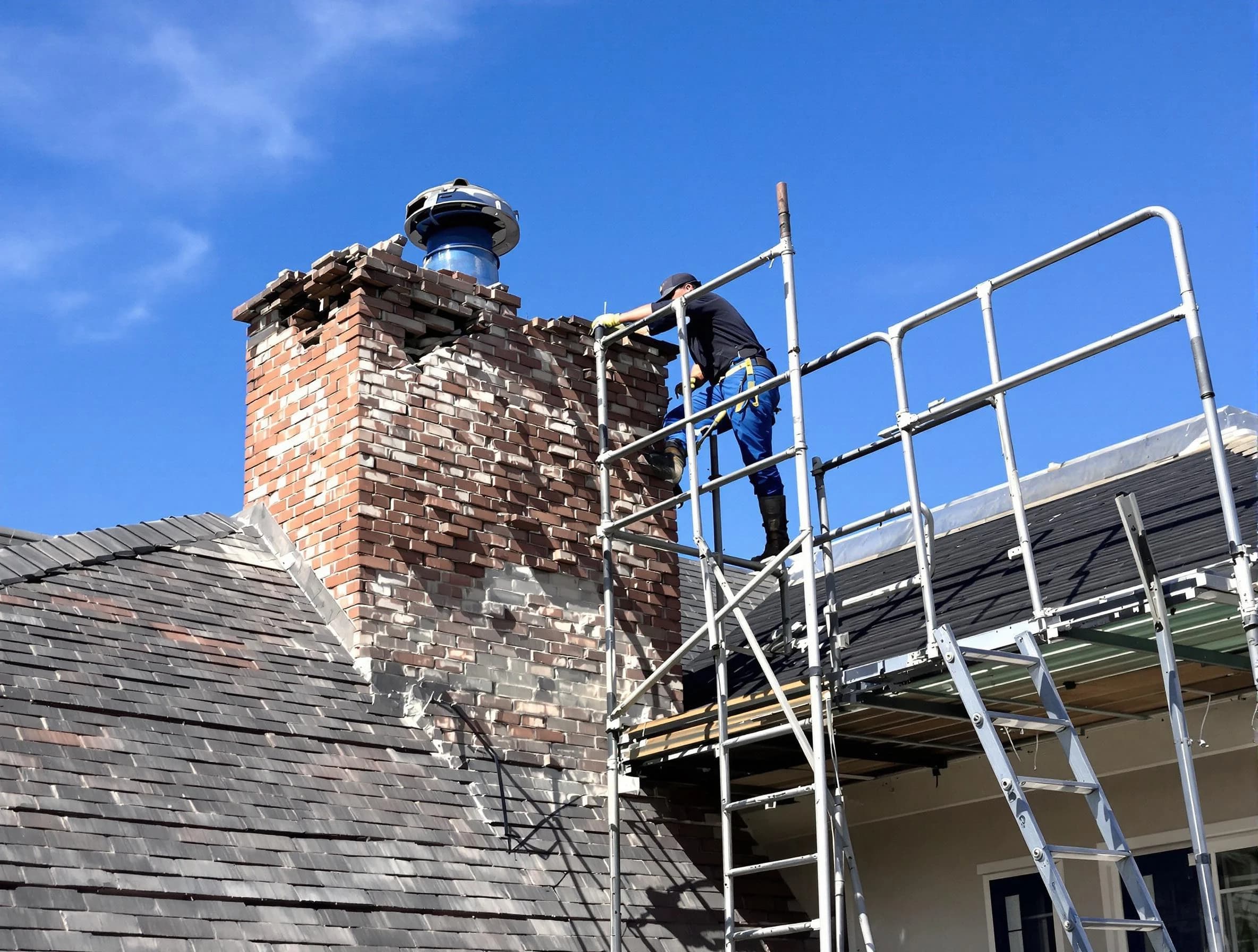 Rebuilding a chimney structure by Montclair Chimney Sweep in Montclair, NJ