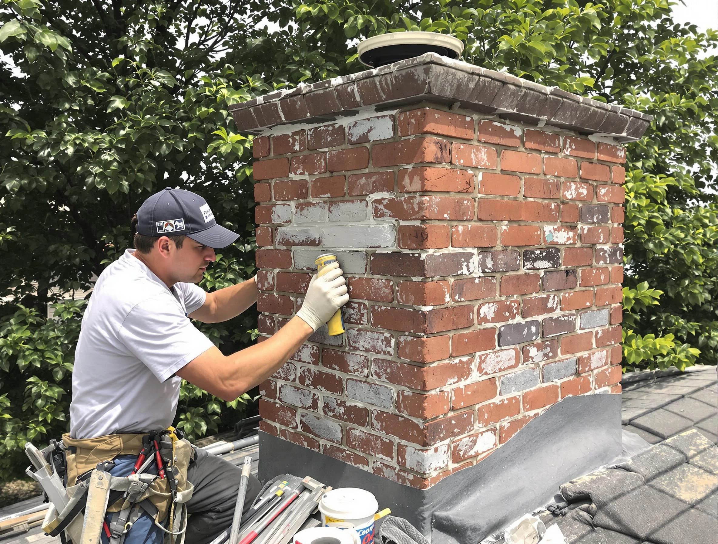 Montclair Chimney Sweep restoring an aging chimney in Montclair, NJ