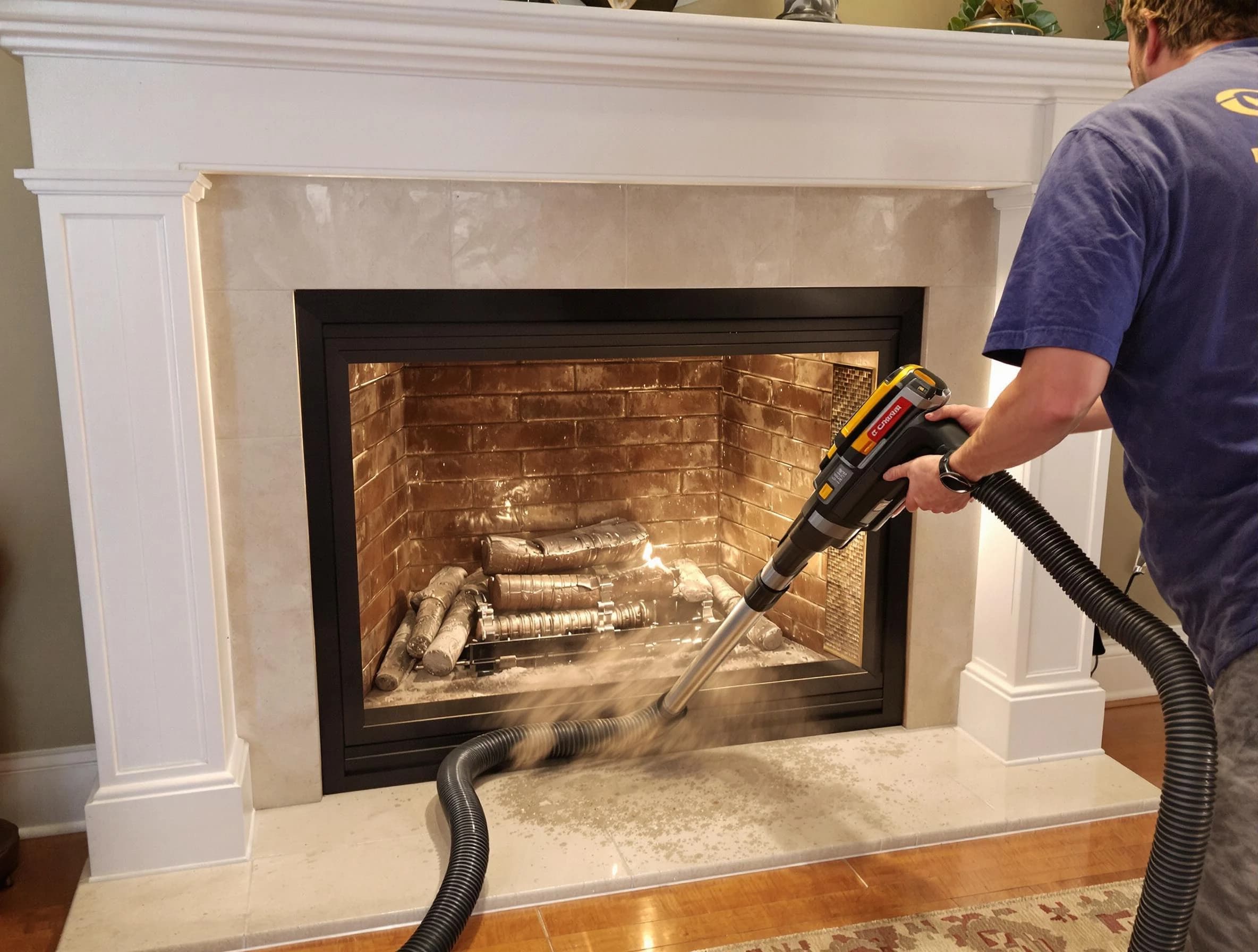 Fireplace cleaning performed by Montclair Chimney Sweep in Montclair, NJ