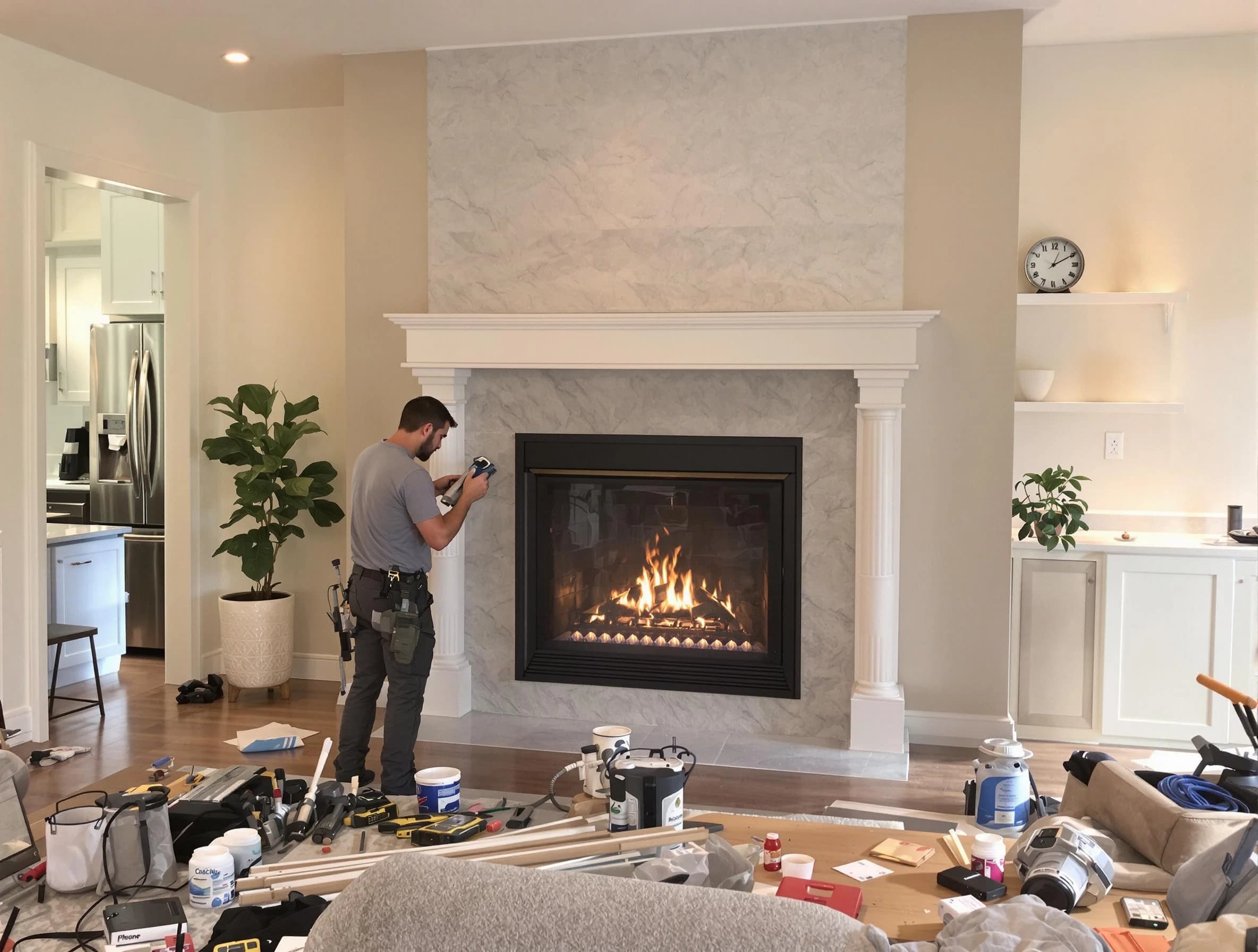 Newly installed fireplace by Montclair Chimney Sweep in Montclair, NJ