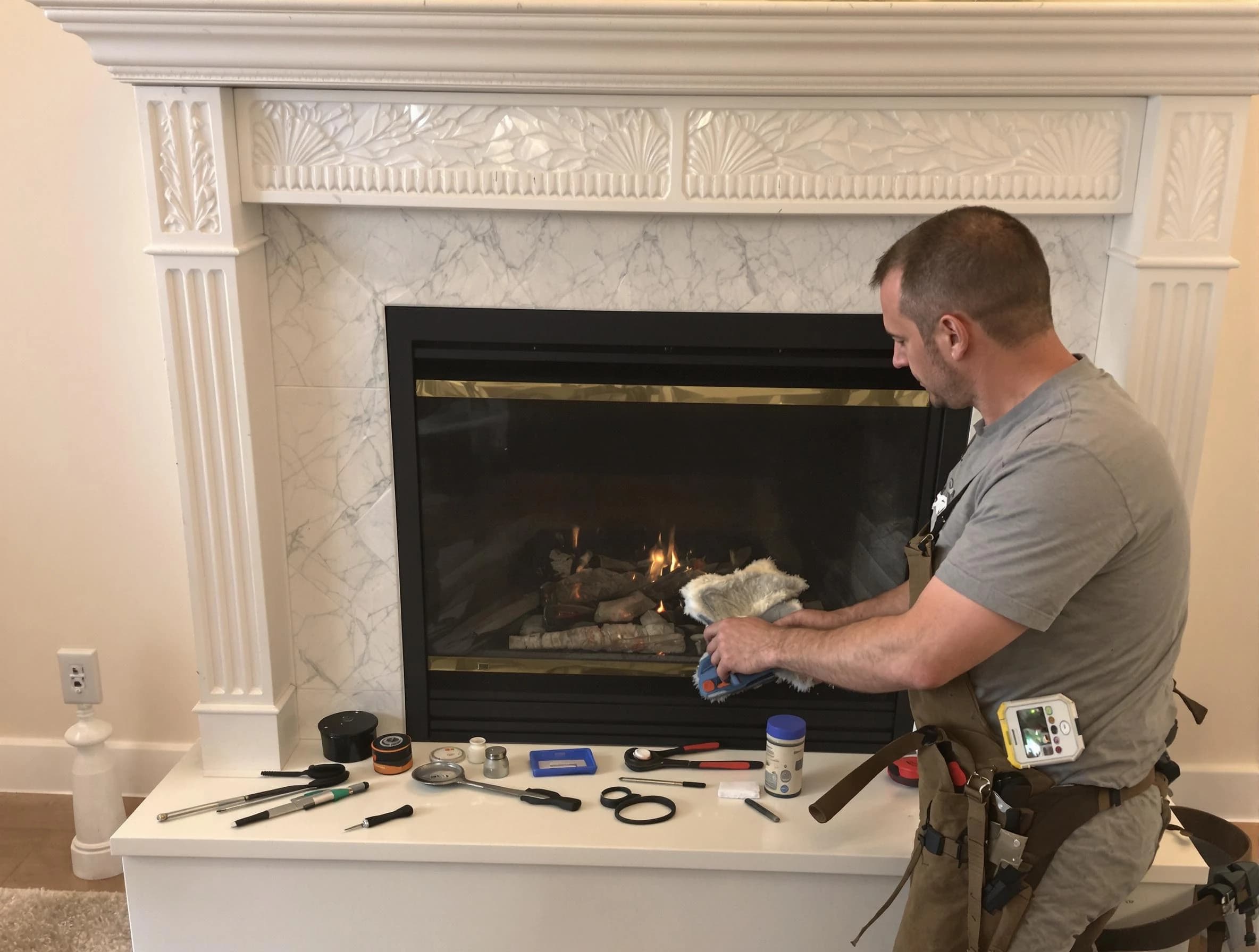 Montclair Chimney Sweep performing fireplace maintenance in Montclair, NJ