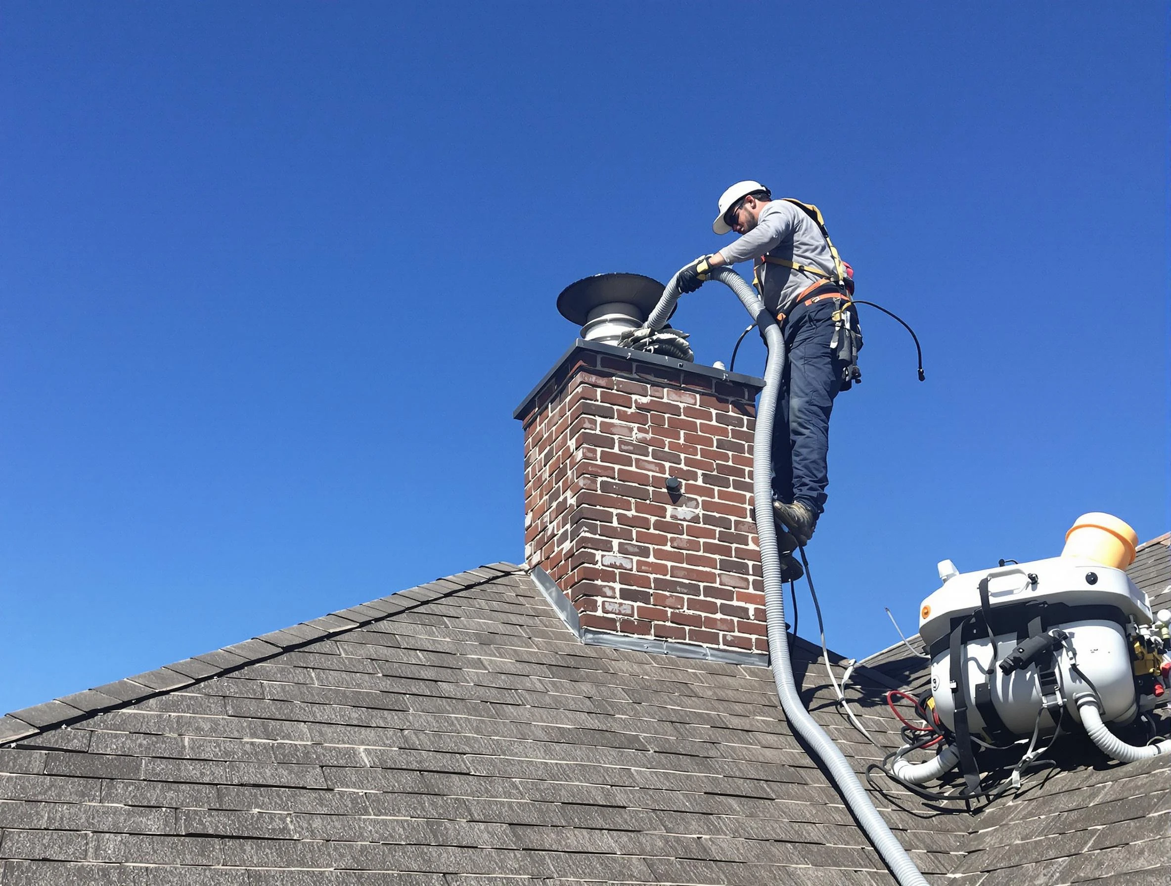 Dedicated Montclair Chimney Sweep team member cleaning a chimney in Montclair, NJ