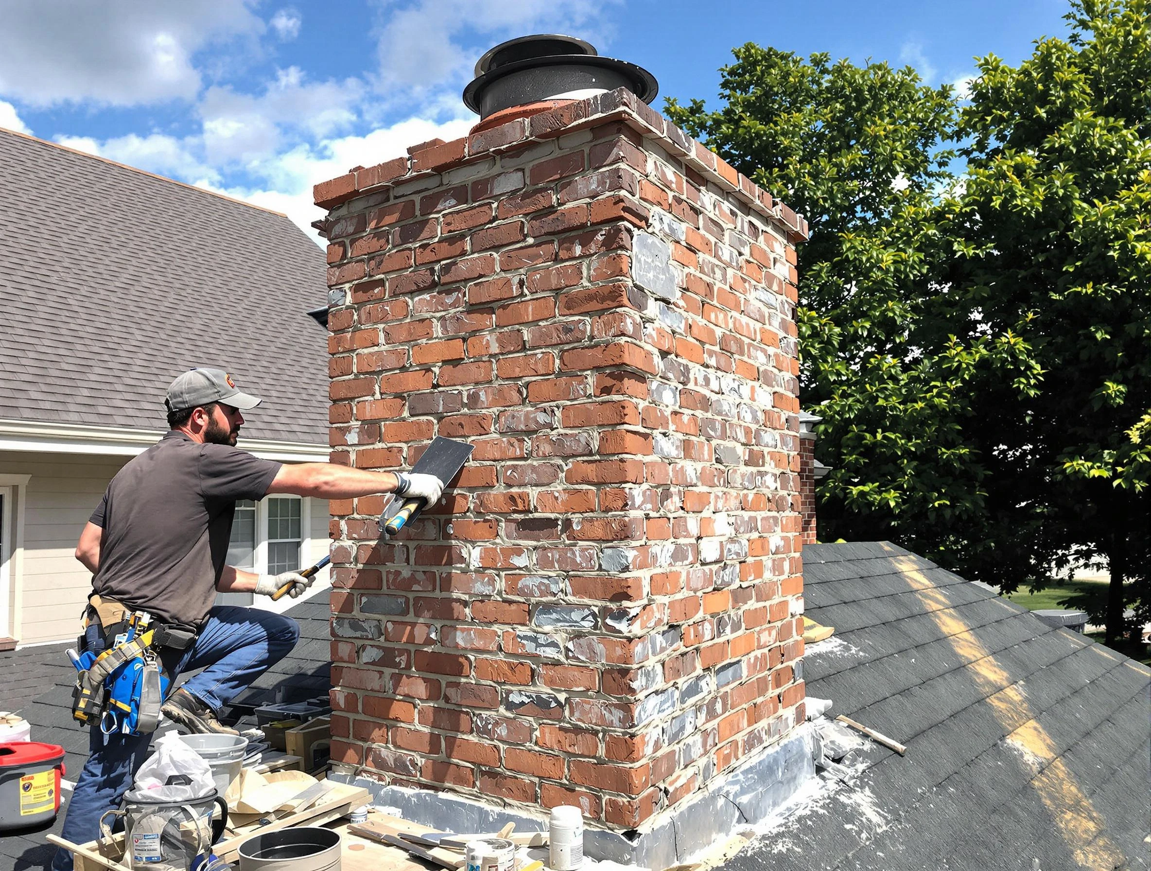 Completed chimney rebuild by Montclair Chimney Sweep in Montclair, NJ