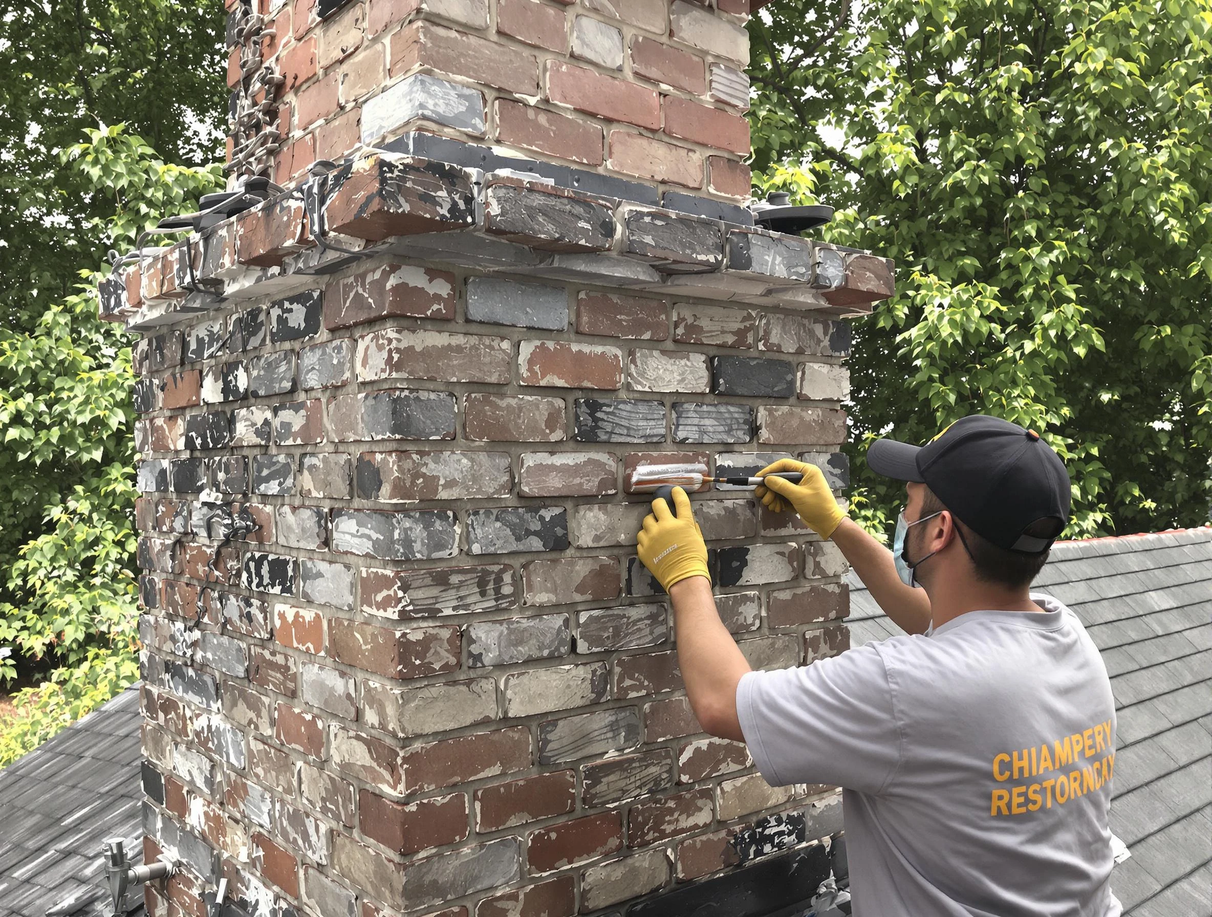 In-progress chimney restoration by Montclair Chimney Sweep in Montclair, NJ