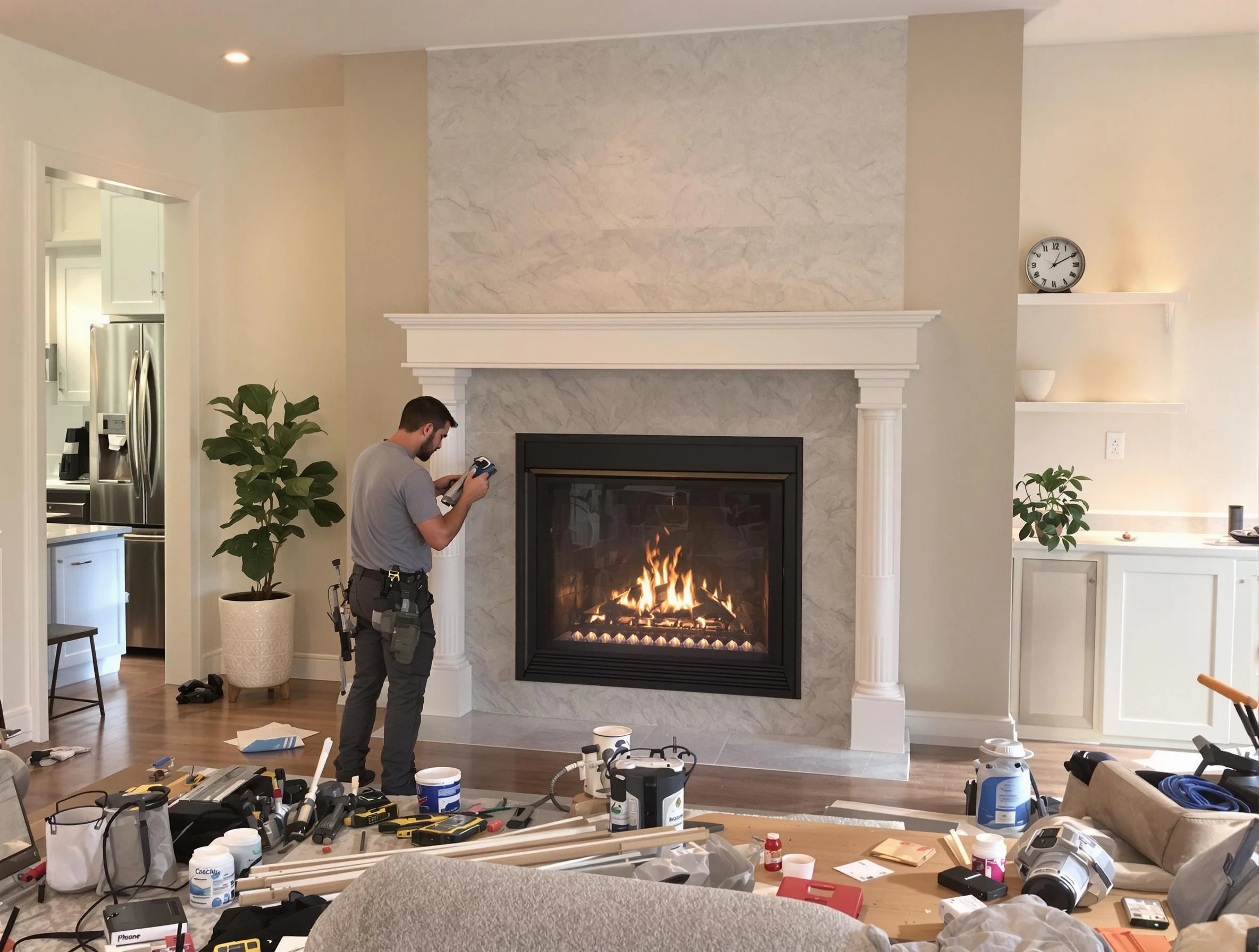 Newly installed fireplace by Montclair Chimney Sweep in Montclair, NJ